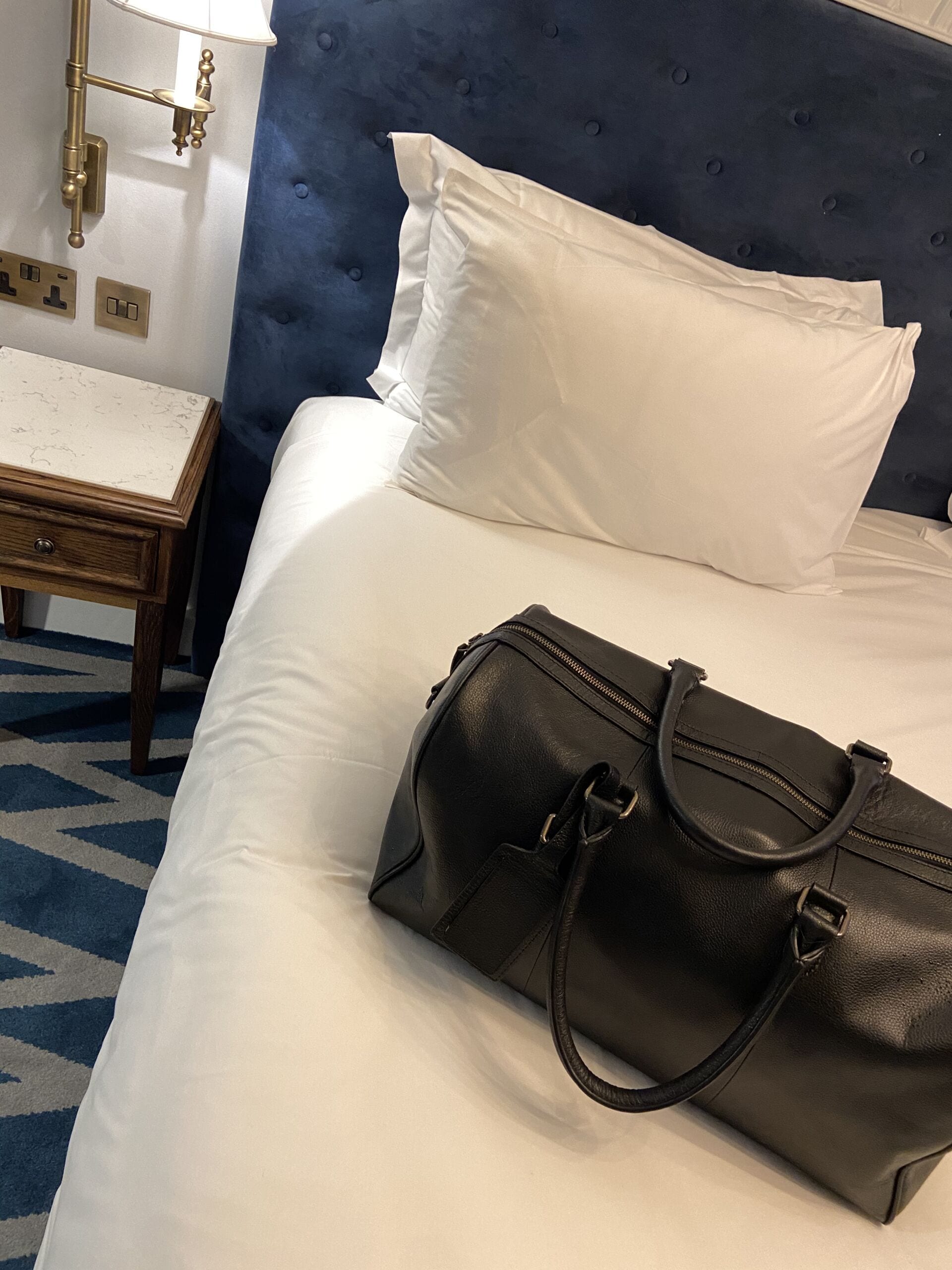 Bag on bed in Hotel 