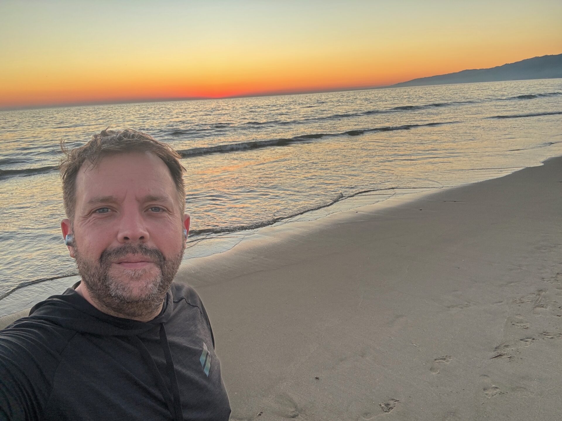 Man running on beach